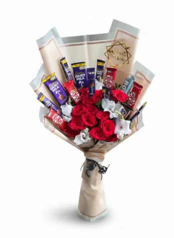 Red Roses Bouquet with White Lilies