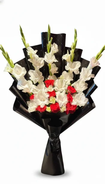 Red Roses & White Glads Bouquet