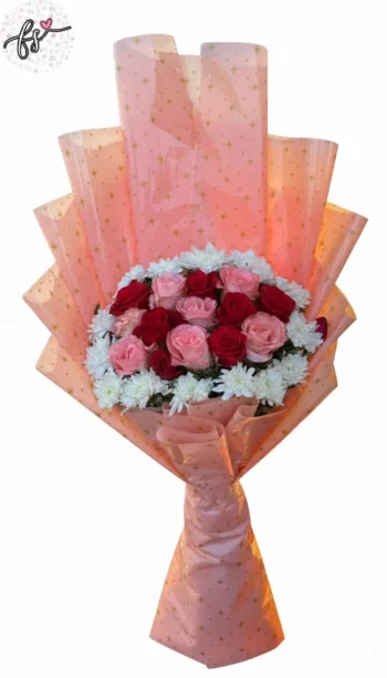 Red & Pink Roses Bouquet – Fresh Premium Flowers