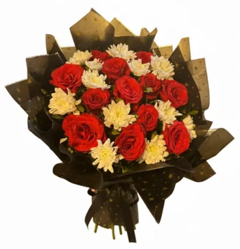 Red Roses & White Craze Premium Bouquet – Romantic Fresh Flowers