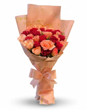 Red & Orange Roses Bouquet – Vibrant Celebration Flowers