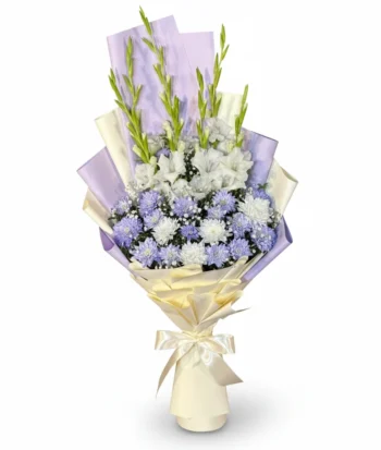 White & Purple Fresh Flower Bouquet