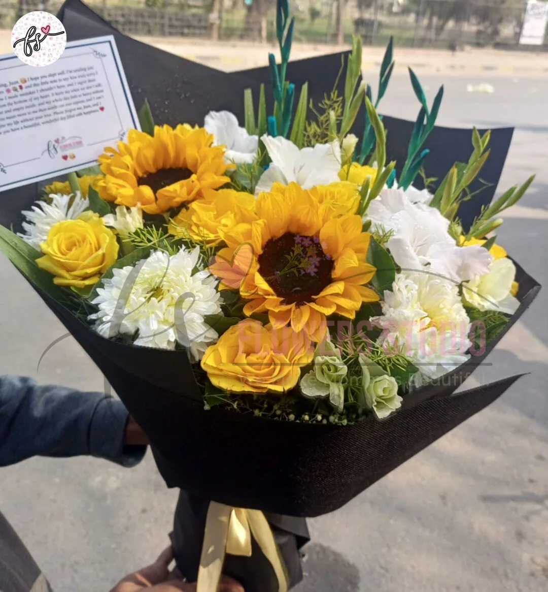 Imported-sunflower-bouquet-faisalabad1 Sunny Delight Sunflower Bouquet Faisalabad – Fresh & Cheerful Flowers