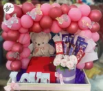 gift-combo-pink-metallic-balloons-flowers-basket-teddy-love-light-milky-malt-cake-faisalabad