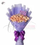 Pink Roses Bouquet Purple Wrapping