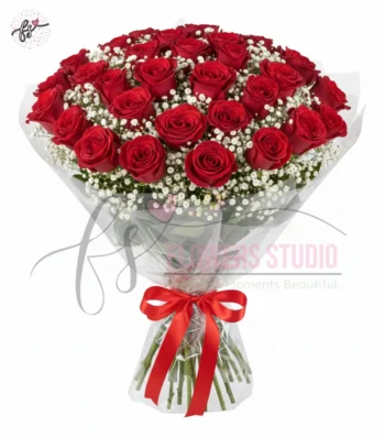 Premium Bridal Red Roses Bouquet