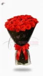 premium-red-roses-circle-bouquet-black-net-golden-dots-faisalabad