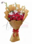 Blushing Red Roses and White Glads Bouquet Faisalabad – Elegant Mixed Flowers