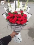 red-roses-white-gladiolus-bouquet-white-premium-wrapping-faisalabad