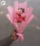 cute-pink-flowers-mini-bouquet-gift-pink-wrapping