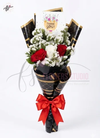 Small Roses & White Flowers Bouquet – Best Wishes Gift