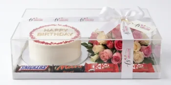 Birthday Acrylic Box Gift – Cake, Flowers & Chocolates