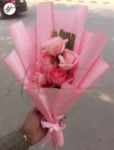 cute-pink-flowers-mini-bouquet-gift-pink-wrapping