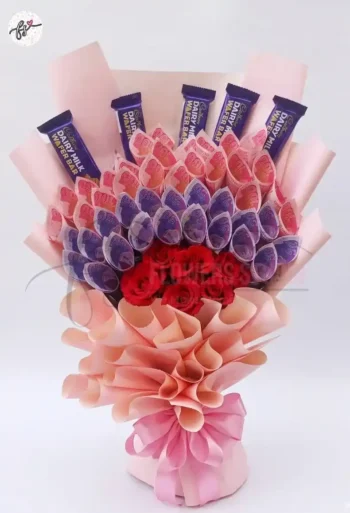 Money Bouquet with Flowers & Chocolates – Premium Currency Gift Arrangement