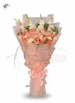 Pink Roses & White Gladiolus Bouquet