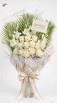 Get Well Soon White Roses & Gladiolus Bouquet