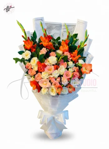 Large Mixed Flower Bouquet with Roses and Gladiolus