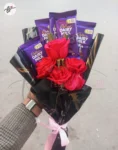 romantic-small-red-roses-chocolate-bouquet-black-wrapping-faisalabad